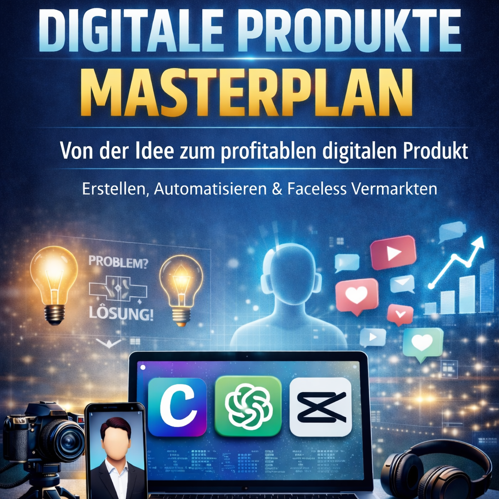Digitales Produkt Masterplan - Erstellen, Automatisieren und Faceless Vermarkten